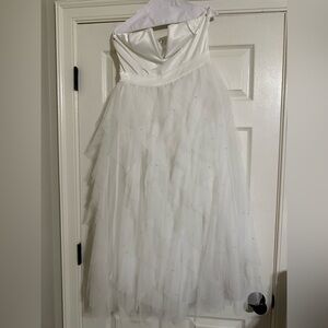 Satin Halter Dress with Tulle and Pearls